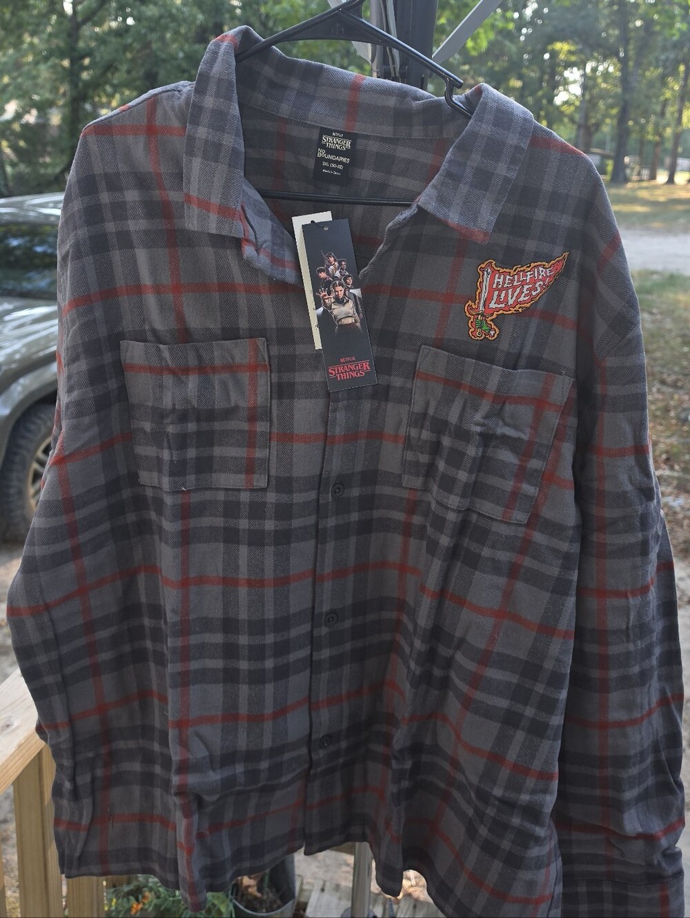 New Stranger Things Men's Flannel Plaid Shirt 2xl Hellfire Lives